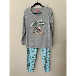 Family Pajamas Matching Women's Sz M Tropical Santa 2pcs Pajama Set